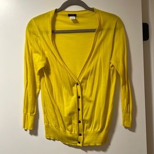 J. Crew Bright yellow cardigan with tortoiseshell buttons.